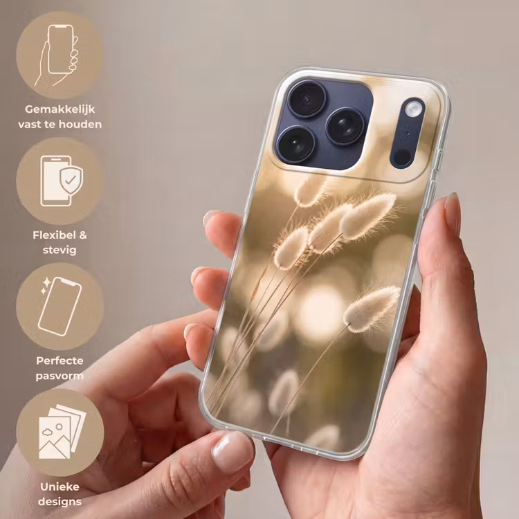 Hazestaartgras - Wit - Zonlicht Telefoonhoesje iPhone 17 Pro klein -sfeer3_NL