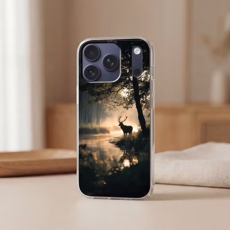 Hert - Bosbeek - Mystiek Telefoonhoesje iPhone 17 Pro klein -sfeer2