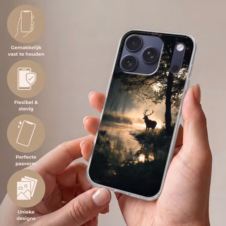 Hert - Bosbeek - Mystiek Telefoonhoesje iPhone 17 Pro klein -sfeer3_NL
