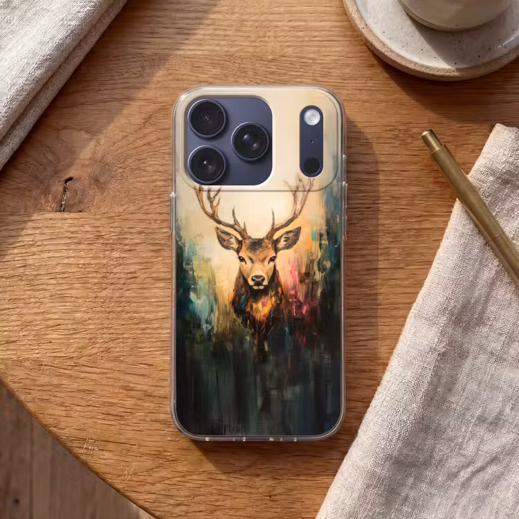 Hert - Geverfd - Gewei - Bruin Telefoonhoesje iPhone 17 Pro klein -sfeer1