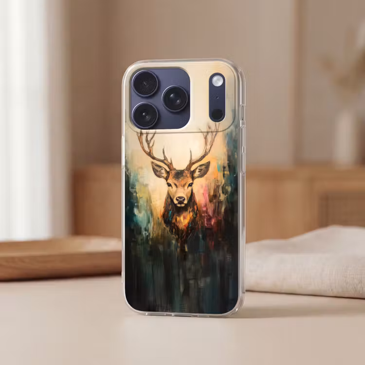 Hert - Geverfd - Gewei - Bruin Telefoonhoesje iPhone 17 Pro klein -sfeer2