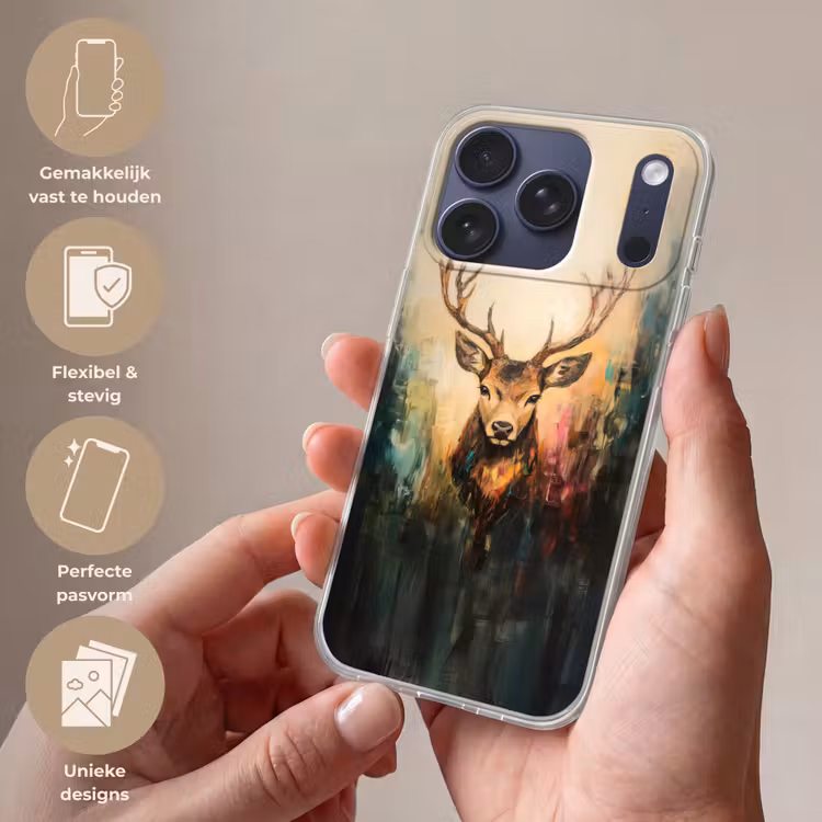 Hert - Geverfd - Gewei - Bruin Telefoonhoesje iPhone 17 Pro klein -sfeer3_NL