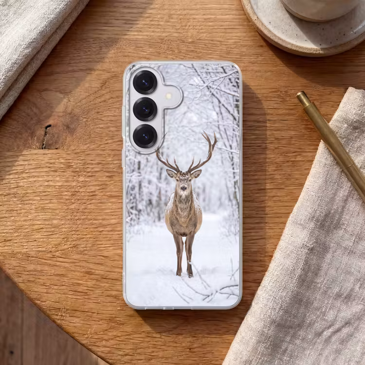 Hert - Winter - Bos - Natuur - Wit Telefoonhoesje Samsung Galaxy S26 klein -sfeer1