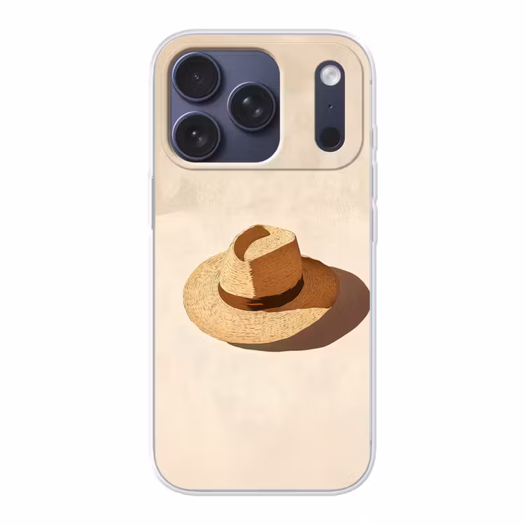 Hoed - Minimalistisch - Schaduw - Beige Telefoonhoesje iPhone 17 Pro klein -3d