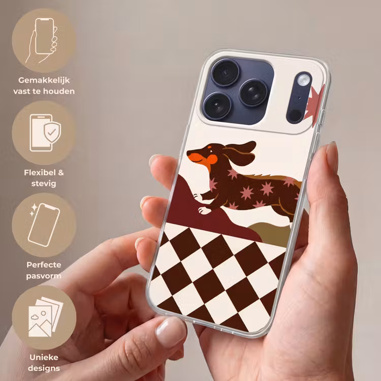 Hond - Abstract - Dieren - Modern - Bruin Telefoonhoesje iPhone 17 Pro klein -sfeer3_NL