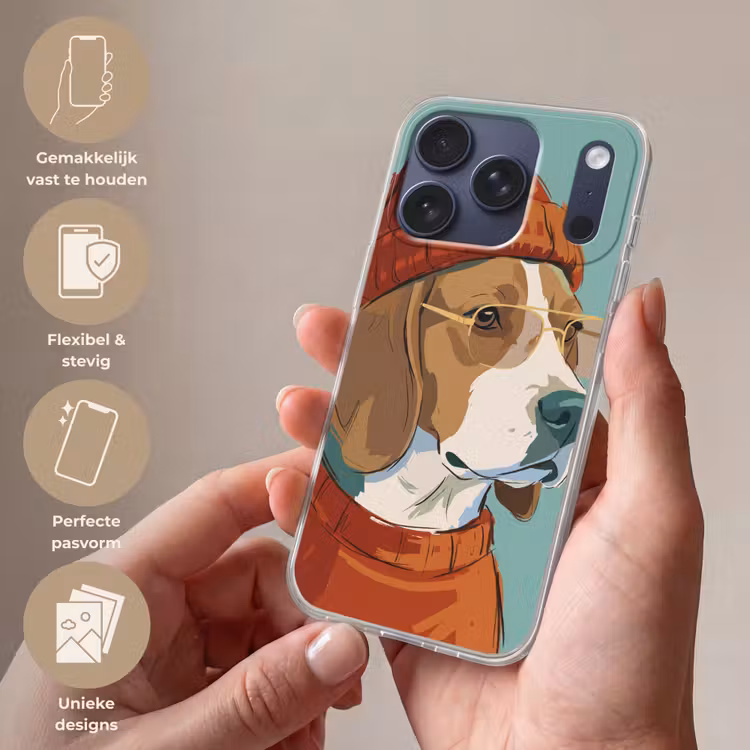 Hond - Beanie - Zonnebril - Dieren - Modern Telefoonhoesje iPhone 17 Pro klein -sfeer3_NL