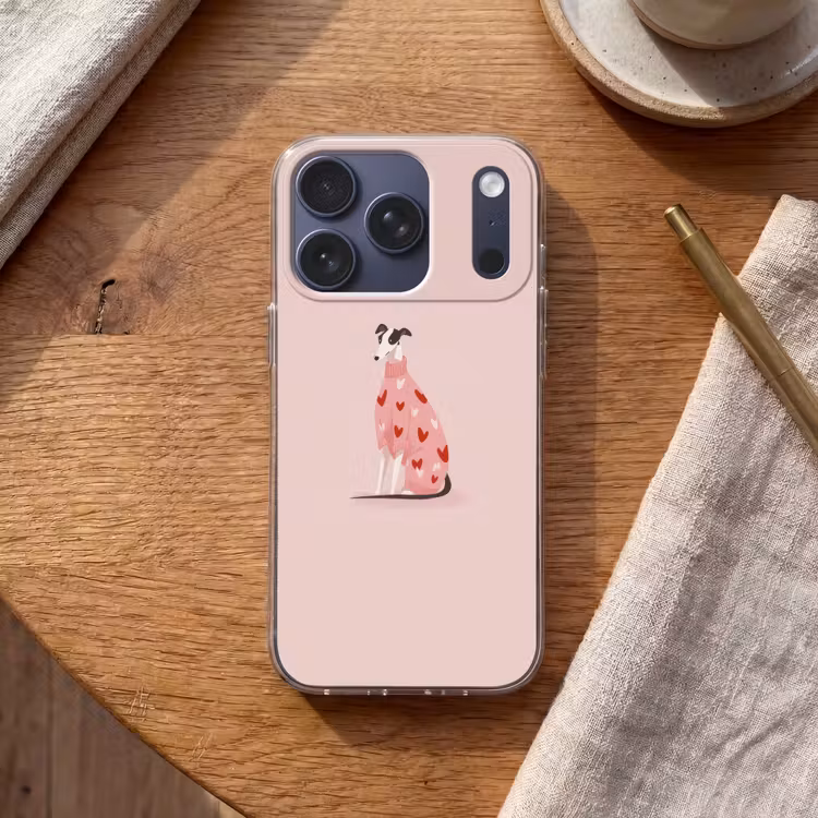 Hond - Hartjes - Roze Telefoonhoesje iPhone 17 Pro klein -sfeer1