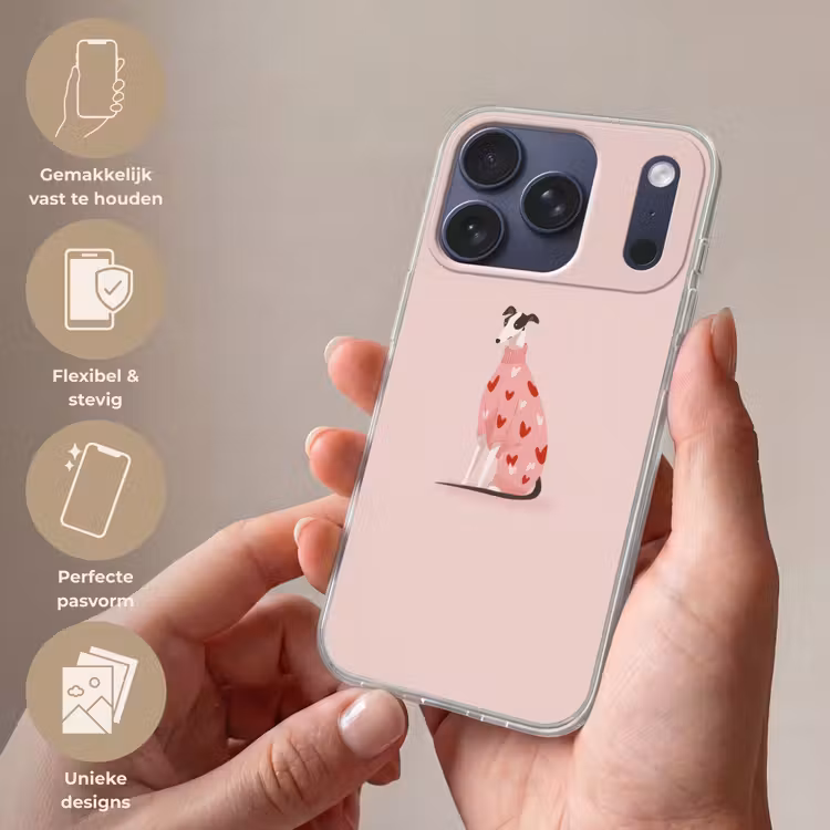 Hond - Hartjes - Roze Telefoonhoesje iPhone 17 Pro klein -sfeer3_NL