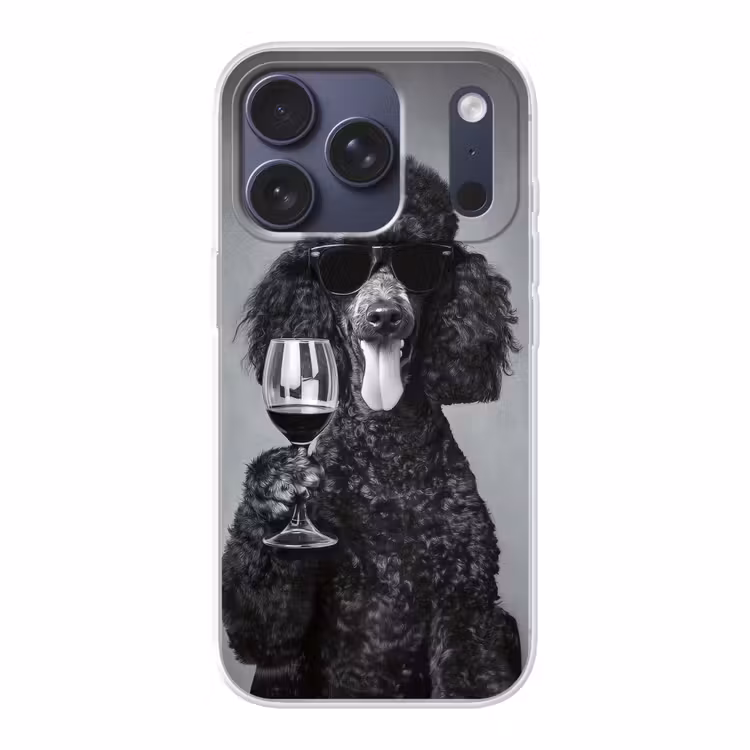 Hond - Krullen - Zonnebril - Wijn Telefoonhoesje iPhone 17 Pro klein -3d