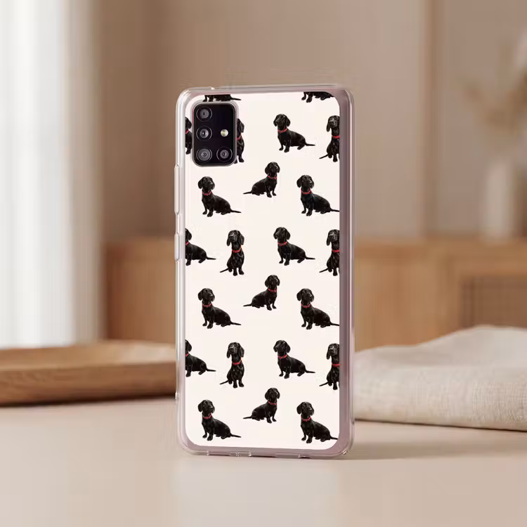 Hond - Patroon - Zwart Telefoonhoesje Samsung Galaxy A51 5G klein 373 -sfeer2