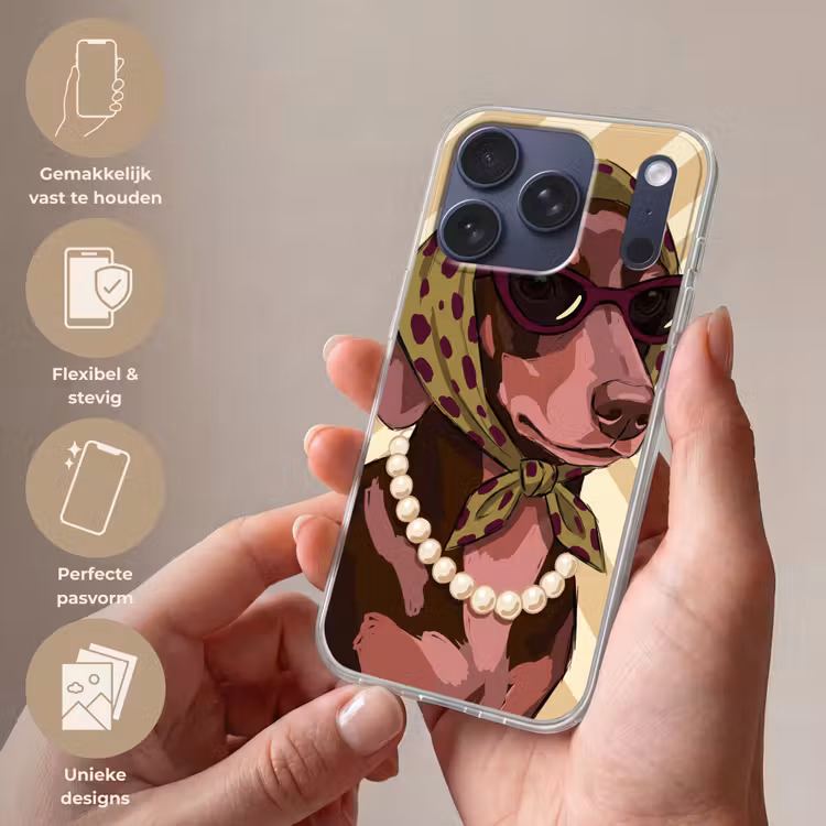 Hond - Zonnebril - Hoofddoek - Dieren - Modern Telefoonhoesje iPhone 17 Pro klein -sfeer3_NL
