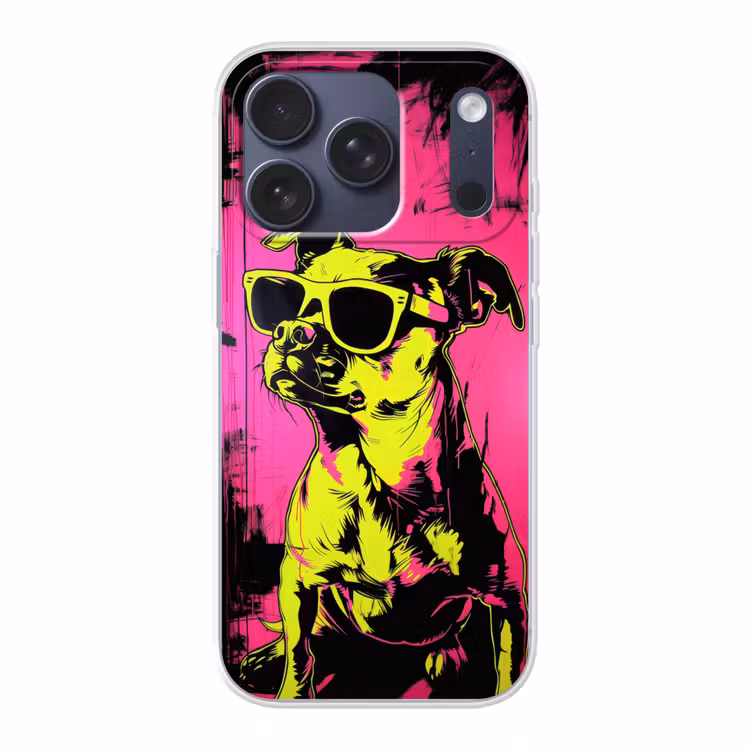 Hond - Zonnebril - Roze - Art Telefoonhoesje iPhone 17 Pro klein -3d