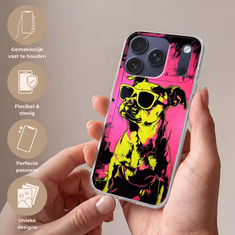 Hond - Zonnebril - Roze - Art Telefoonhoesje iPhone 17 Pro klein -sfeer3_NL