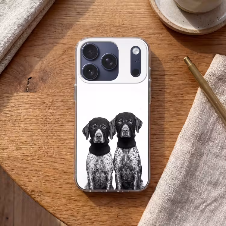 Honden - Bivakmuts - Zwart - wit Telefoonhoesje iPhone 17 Pro klein -sfeer1