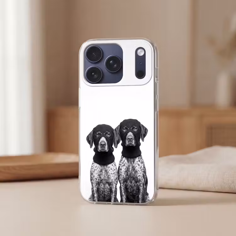 Honden - Bivakmuts - Zwart - wit Telefoonhoesje iPhone 17 Pro klein -sfeer2