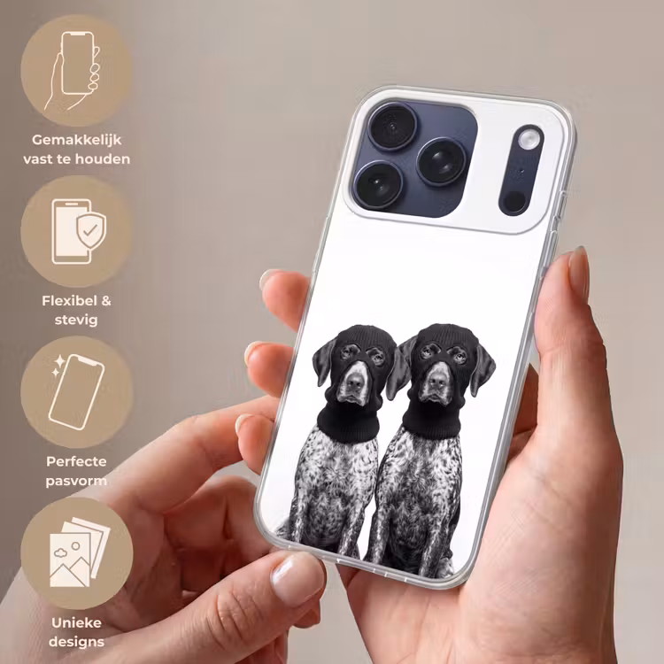 Honden - Bivakmuts - Zwart - wit Telefoonhoesje iPhone 17 Pro klein -sfeer3_NL