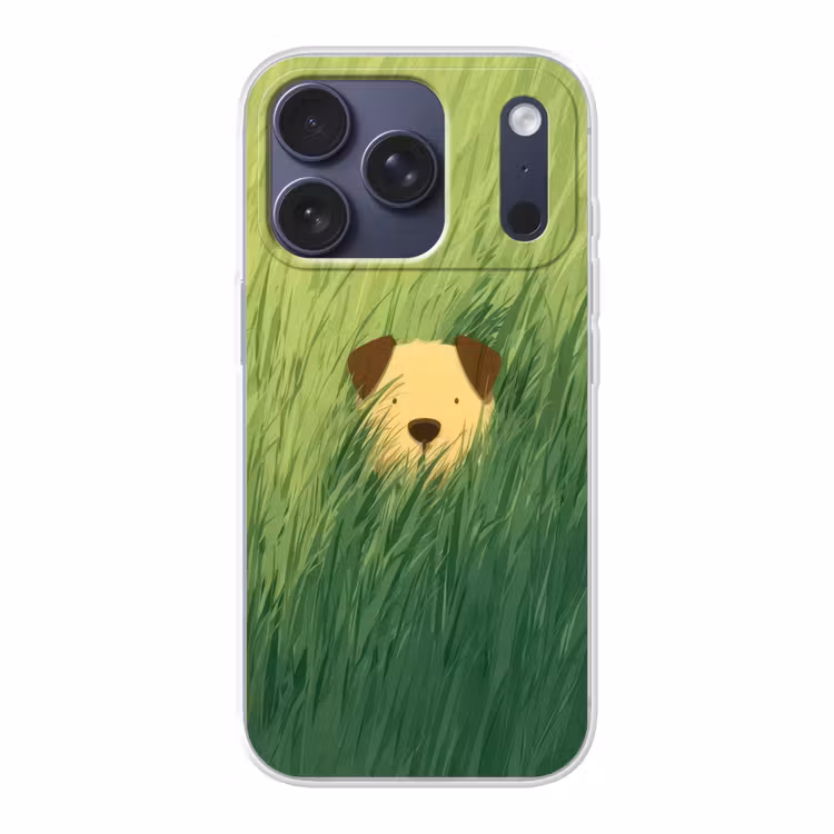 Hondje - Gras - Oren - Bruin Telefoonhoesje iPhone 17 Pro klein -3d