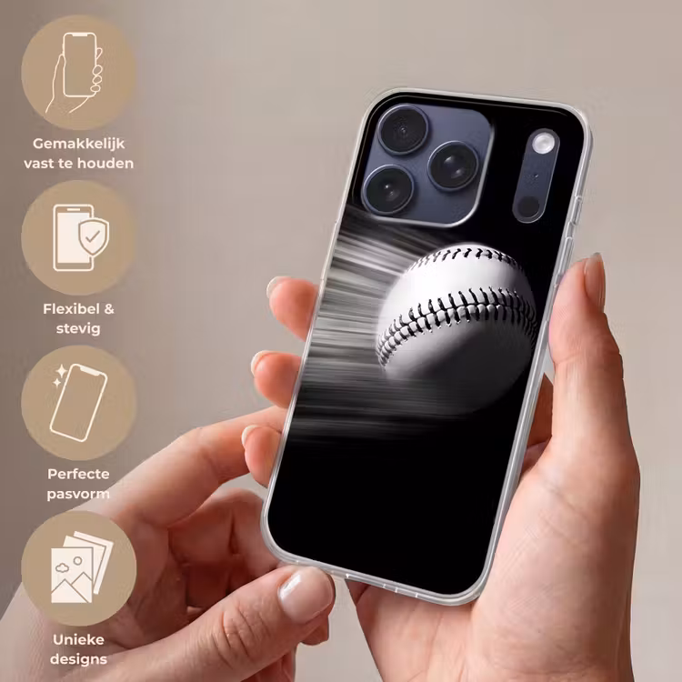 Honkbal - Wit - Vliegt Telefoonhoesje iPhone 17 Pro klein -sfeer3_NL