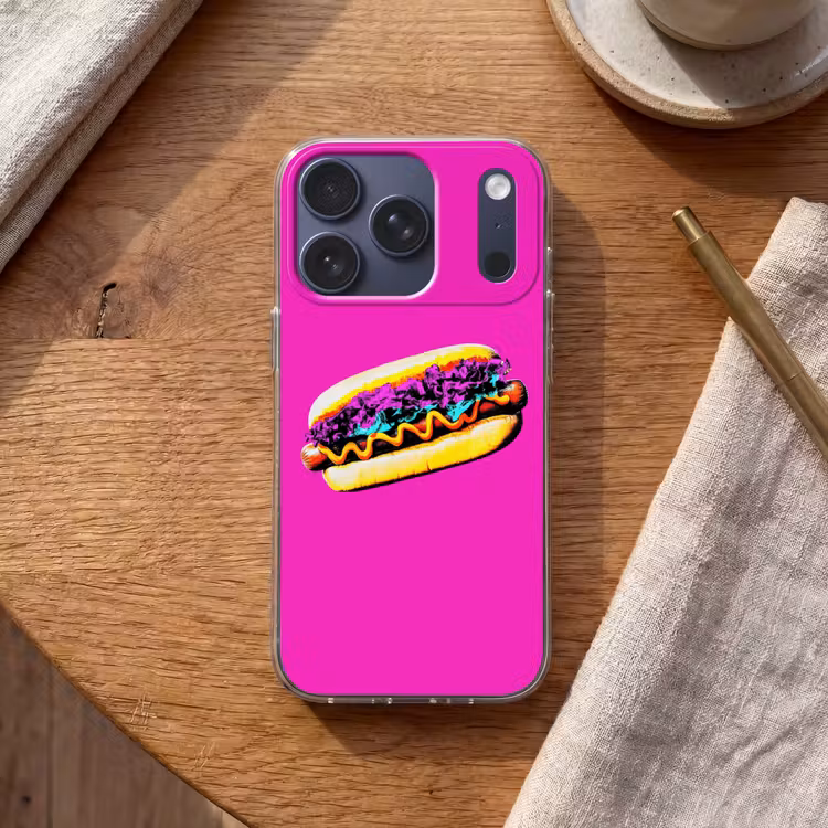 Hotdog - Roze - Retro Telefoonhoesje iPhone 17 Pro klein -sfeer1