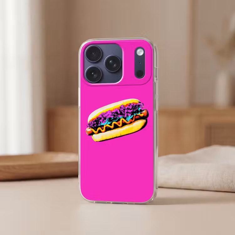 Hotdog - Roze - Retro Telefoonhoesje iPhone 17 Pro klein -sfeer2