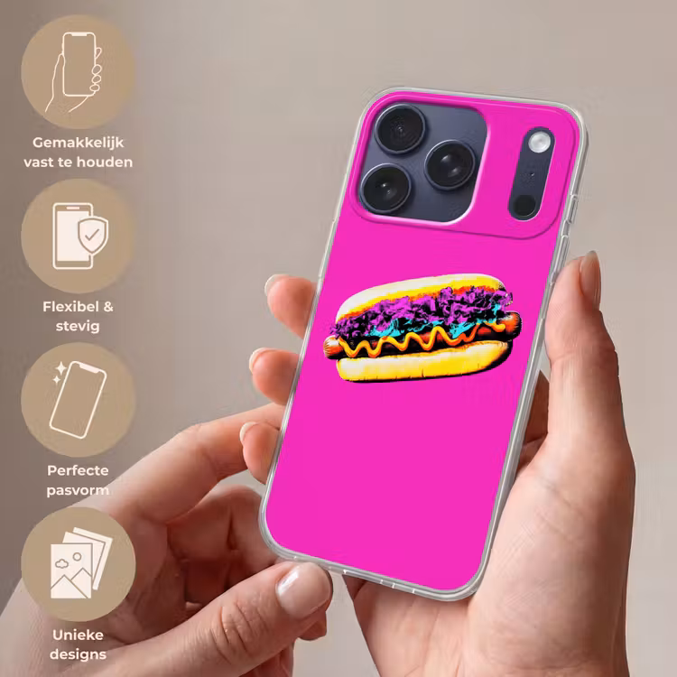 Hotdog - Roze - Retro Telefoonhoesje iPhone 17 Pro klein -sfeer3_NL