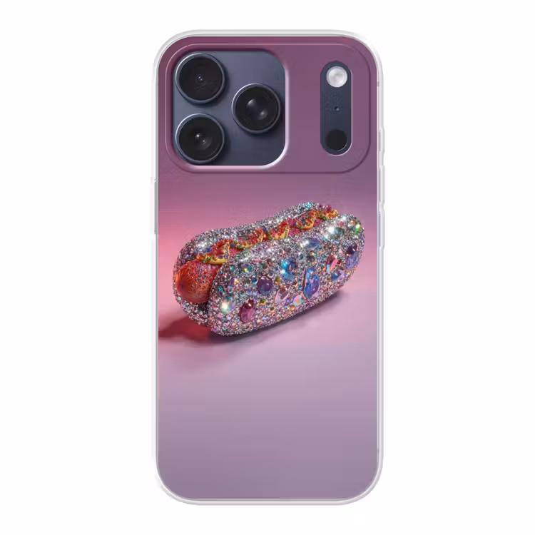 Hotdog - Steentjes - Glitters - Paars Telefoonhoesje iPhone 17 Pro klein -3d