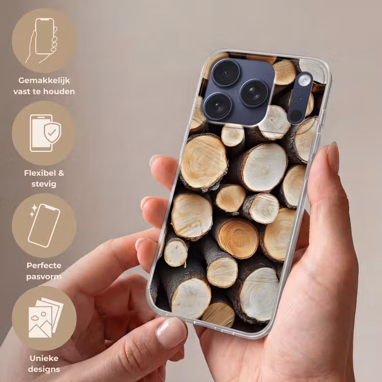 Hout - Boomstammen - Textuur Telefoonhoesje iPhone 17 Pro klein -sfeer3_NL