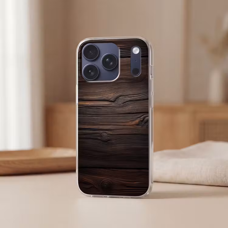 Hout - Grillige nerven Telefoonhoesje iPhone 17 Pro klein -sfeer2