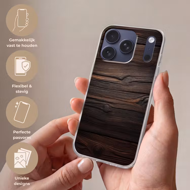 Hout - Grillige nerven Telefoonhoesje iPhone 17 Pro klein -sfeer3_NL