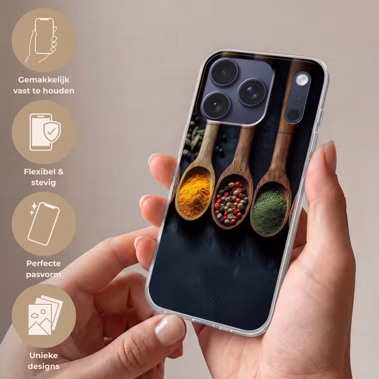 Houten - Lepels - Specerijen - Kruiden Telefoonhoesje iPhone 17 Pro klein -sfeer3_NL