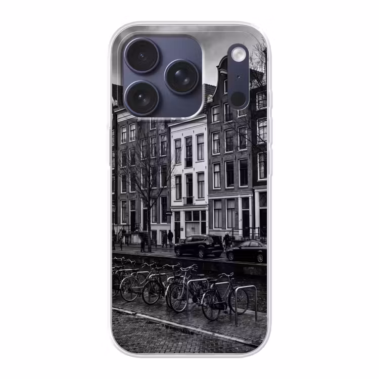 Huis - Gracht - Amsterdam - Architectuur - Zwart-wit Telefoonhoesje iPhone 17 Pro klein -3d
