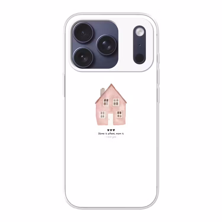 Huisje - Roze - Quote - Moeder Telefoonhoesje iPhone 17 Pro klein -3d