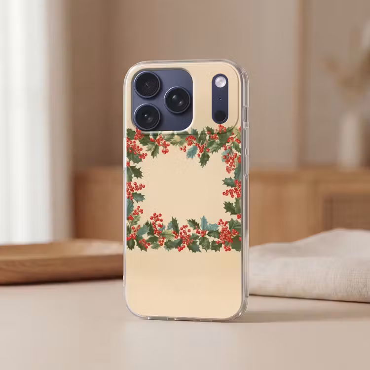 Hulstrand - Bessen - Beige Telefoonhoesje iPhone 17 Pro klein -sfeer2