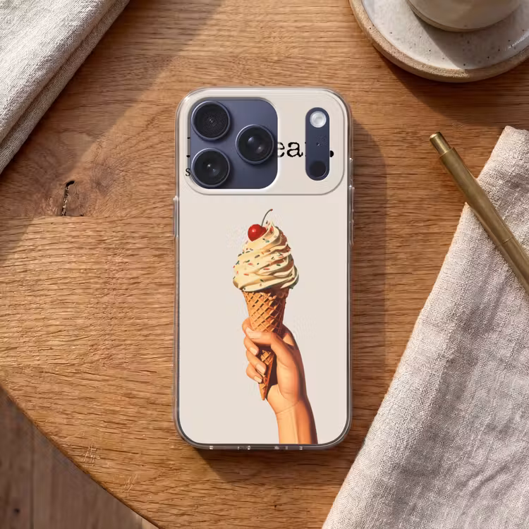 Ice cream - Softijs - Kleurrijk - Kers Telefoonhoesje iPhone 17 Pro klein -sfeer1