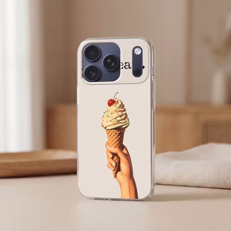 Ice cream - Softijs - Kleurrijk - Kers Telefoonhoesje iPhone 17 Pro klein -sfeer2