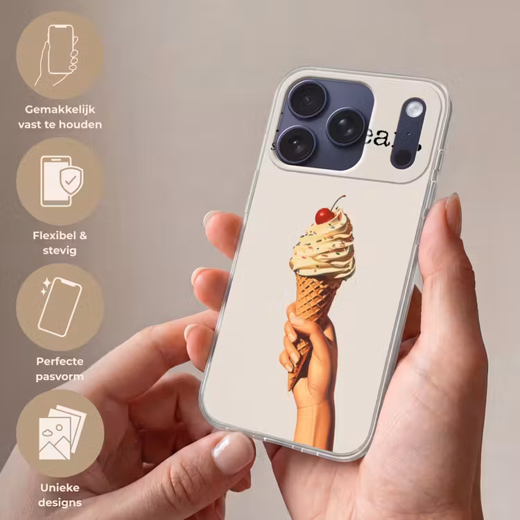 Ice cream - Softijs - Kleurrijk - Kers Telefoonhoesje iPhone 17 Pro klein -sfeer3_NL