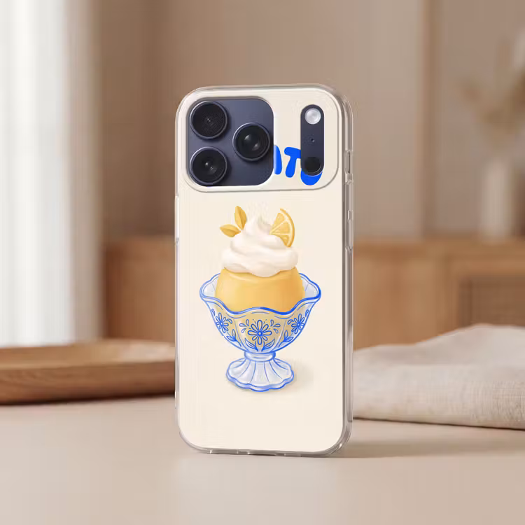 IJs - Citroen - Illustratie - Geel - Dessert Telefoonhoesje iPhone 17 Pro klein -sfeer2