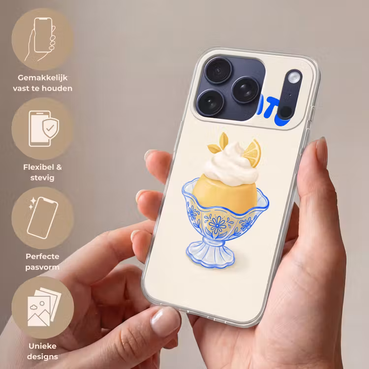 IJs - Citroen - Illustratie - Geel - Dessert Telefoonhoesje iPhone 17 Pro klein -sfeer3_NL