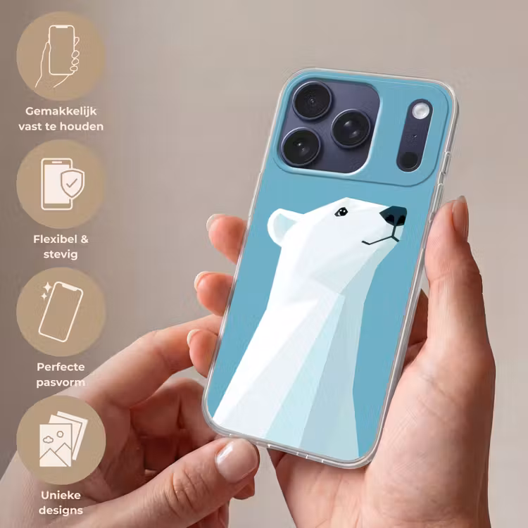 Ijsbeer - Lichtblauw - Minimalistisch Telefoonhoesje iPhone 17 Pro klein -sfeer3_NL