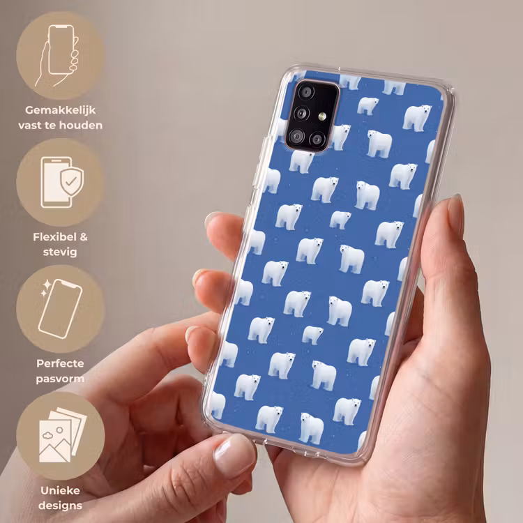 IJsbeer - Patroon - Blauw Telefoonhoesje Samsung Galaxy A51 5G klein 373 -sfeer3_NL