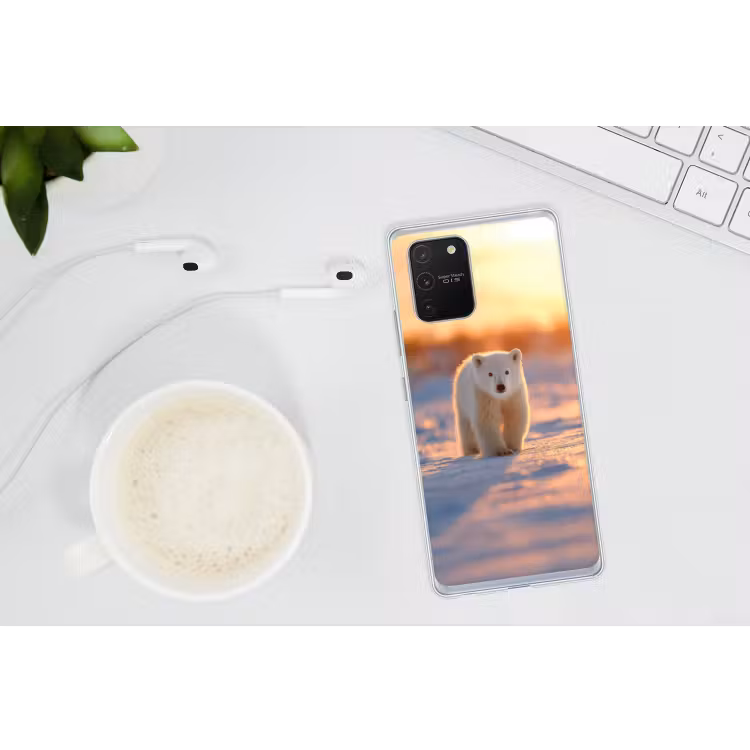 Ijsbeer - Sneeuw - Zonsopgang Telefoonhoesje Samsung Galaxy S10 Lite klein -oordopS10Lite