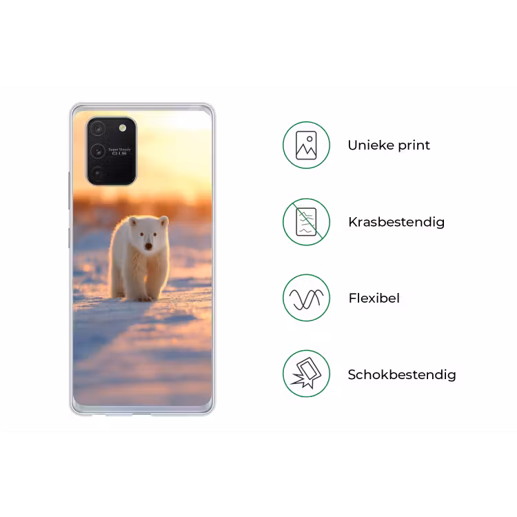Ijsbeer - Sneeuw - Zonsopgang Telefoonhoesje Samsung Galaxy S10 Lite klein -specsS10Lite
