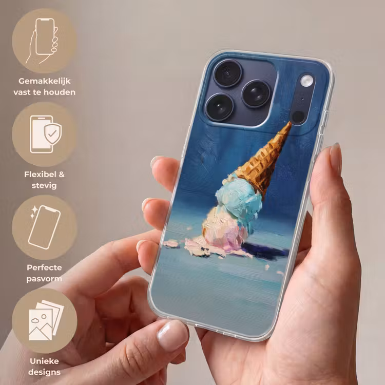 Ijshoorn - Bolletjes - Smelt - Roze Telefoonhoesje iPhone 17 Pro klein -sfeer3_NL