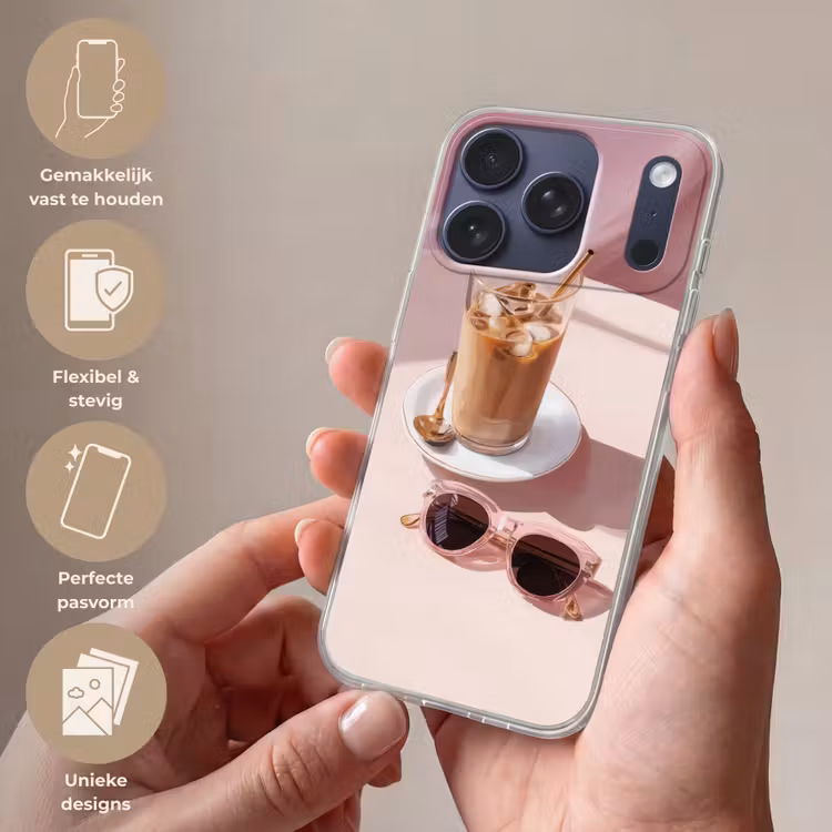 Ijskoffie - Zonnebril - Goud Telefoonhoesje iPhone 17 Pro klein -sfeer3_NL