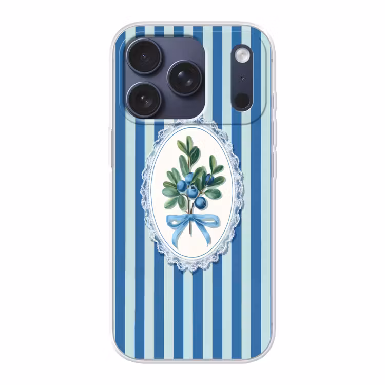 Illustratie - Bessen - Blauw - Strepen Telefoonhoesje iPhone 17 Pro klein -3d