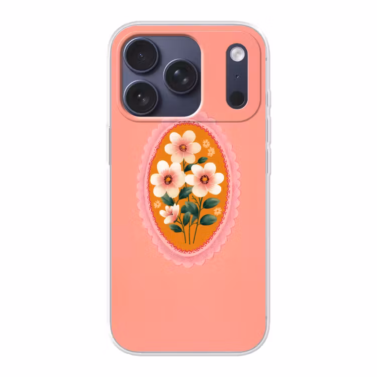 Illustratie - Bloemen - Rand - Roze Telefoonhoesje iPhone 17 Pro klein -3d
