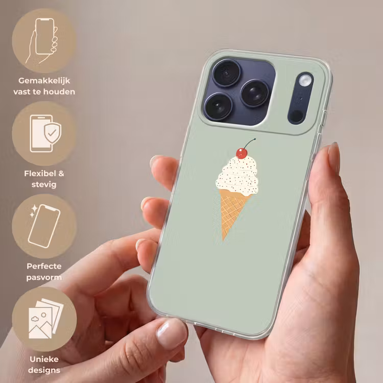 Illustratie - Ijsje - Spikkels - Kers Telefoonhoesje iPhone 17 Pro klein -sfeer3_NL