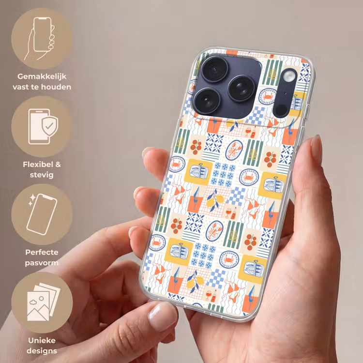 Zee - Sfeer - Mozaïek - Wijn Telefoonhoesje iPhone 17 Pro klein 878 -sfeer3_NL