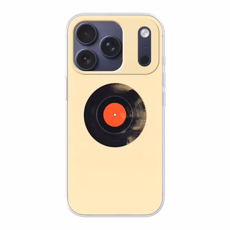 Illustratie - Vinylplaat - Beige - Vintage Telefoonhoesje iPhone 17 Pro klein -3d