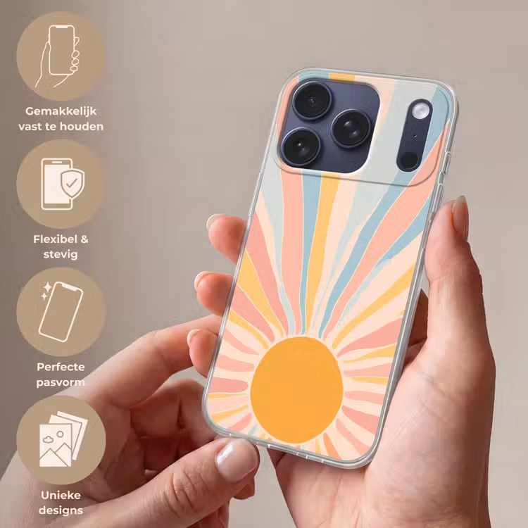 Illustratie - Zon - Pastelkleuren Telefoonhoesje iPhone 17 Pro klein -sfeer3_NL